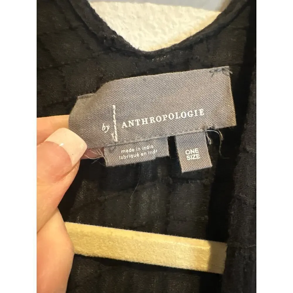 Anthropologie Kimono Black with eyelet details, one aize - Picture 7 of 9